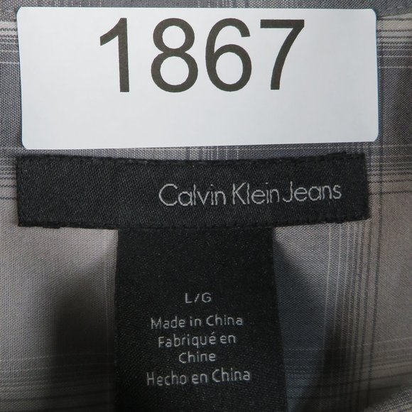 Calvin Klein Jeans* Men's Short Sleeve Button Down Curved Hem Pocket Shirt~Large - Picture 3 of 15